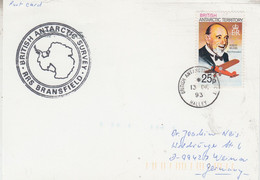 British Antarctic Territory (BAT) Ca RRS Bransfield Card Hubert Wilkins  Ca Halley 13 DE 1993 (AT159A) - Brieven En Documenten
