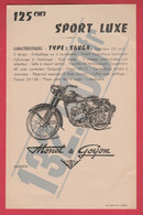 Moto Monet & Goyon  / Mâcon - Affichette " Sport Luxe " -Type : S6VG4 / 125 Cm3 - Prix : 132.500 Ancien Francs - Motorfietsen