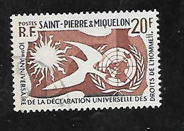 TIMBRE OBLITERE DE SAINT PIERRE ET MIQUELON DE 1958 N° YVERT 358 - Used Stamps
