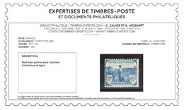 YV 151 N** MNH , Signé CALVES + Certificat , 1ere Orphelins Centrage Correct , Cote 240+ Euros - Unused Stamps