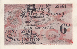 BILLETE DE JERSEY DE 6 PENCE DEL AÑO 1942 SIN CIRCULAR (UNC)  (BANKNOTE) - Jersey