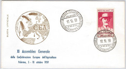 42831 - ITALY - SPECIAL COVER - AGRICULTURE Event - PALERMO 1959-EUROPA CEPT - 1959