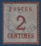 FRANCE Alsace Lorraine Occupation N°2 2c Oblit Allemande Rectangulaire " K PF Feldpost RELAIS N°13 "bleue ! Signé Calves - Used Stamps