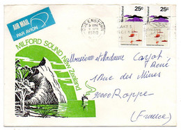 Nouvelle-Zélande-1980--lettre Queenstown  Pour Roppe-90 ( France)-paire De Timbres Sur Lettre.illustrée.....cachet - Briefe U. Dokumente