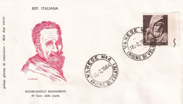 ITALIA - FDC FILAGRANO 1964 - MICHELANGELO BUONARROTI - BORDO DI FOGLIO - F.D.C.