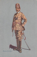 AK Türkischer Kavallerieoffizier In Felduniform - Künstlerkarte Alüschwitz - Feldpost Schildesche 1916  (62115) - Uniformes