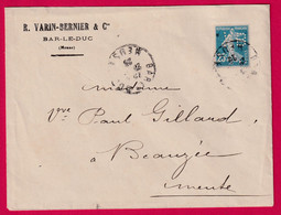 N°140 PERFORE VB VARIN BERNIER BAR LE DUC MEUSE POUR BEAUZE 1923 LETTRE COVER - Cartas & Documentos