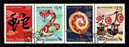 New Zealand 2013 Year Of The Snake Set As Strip Of 4 Used - Gebraucht