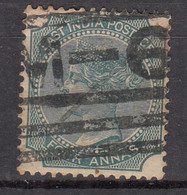 M-6 (Hyderabad) On Four Annas QV JC Type 32b / Martin 17, British East India Used - 1854 Compagnie Des Indes