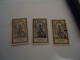 INDIA  FRANCE  COLONIES USED 3  STAMPS ONE OVERPRINT - Other & Unclassified