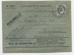 FRANCE BLANC 1C ARDOISE SEUL ENVELOPPE CONTRIBUTIONS DIRECTES L'ISLE DORDOGNE 1927 - 1900-29 Blanc