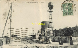 72 Conlie, La Gare, Superbe éolienne Au 1er Plan - Conlie