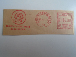 D191859  BELGIUM  - MBLD - Bruxelles 1972   - 14.00 FR  RED METER  FREISTEMPEL  EMA - 1960-1979