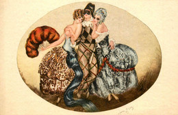 Art Nouveau * CPA Illustrateur Jean G... * Jugendstil * Homme Femmes Mode Masque Arlequin * E.K. & Cie Série 1961 Italia - Other & Unclassified