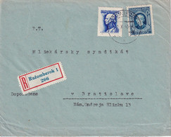 SLOVAQUIE LETTRE RECOMMANDE DE RUZOMBEROK 1943 SANS CACHET D'ARRIVEE - Cartas & Documentos