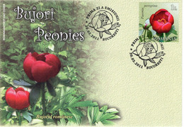 ROMANIA 2011: PEONIES, Unused First Day Cover - Registered Shipping! - Cartas & Documentos