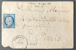 France N°60A Sur Enveloppe TAD Convoyeur Station COUL.G (73) Tournan + Losange LP - 14.2.1874 - (N250) - 1849-1876: Periodo Clásico