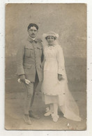 Cp, Carte Photo Reiss,Angers, Militaria , MILITAIRE Du 45 E ,vierge , Couple,mariage ,mariée - Personnages