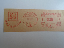 D191897  Suisse Switzerland  SAIA Präzision  3280 MURTEN 1971 - 0230R -RED METER  FREISTEMPEL  EMA - Postage Meters