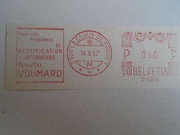 D191898  Suisse Switzerland  VOUMARD -2300 La Chaux-De-Fonds  1967 - 080R -RED METER  FREISTEMPEL  EMA - Postage Meters