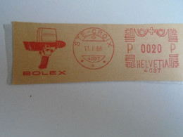 D191899  Suisse Switzerland   BOLEX - 4097 Ste-Croix  1968 - 020R -RED METER  FREISTEMPEL  EMA - Postage Meters