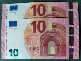 10 EURO SPAIN 2014 DRAGHI V007D3 VA CORRELATIVE COUPLE RADAR 2 SC FDS UNC. - 10 Euro