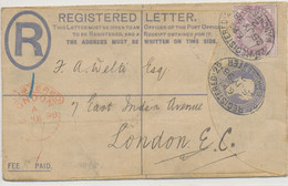 GB 1898, QV 2d Superb Used Provisional Postal Stationery Registered Envelope Uprated With 1d Lilac Tied By Oval Stamp - Postwaardestukken