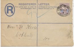 GB 1890 QV 2d Superb Used Stamped To Order Postal Stationery Registered Envelope (The Bank Of Australasia.) Uprated With - Lettres & Documents