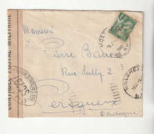 Lettre Avec Type Iris, Cachet Molsheim/Bas Rhin, Avec Bande Et Cachet De Contrôle, 1940 - Briefe U. Dokumente