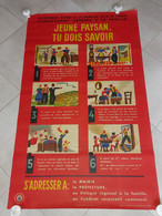 AFFICHE ANCIENNE ORIGINALE - JEUNE PAYSAN TU DOIS SAVOIR - ANNÉES 40- AFFICHE DU SECOURS NATIONAL - 112x70 - B/TB - Afiches