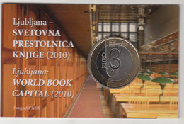SLOVENIJA LJUBLJANA SVETOVNA PRESTOLNICA KNJIGE 2010 CON CARD 3 EUR WORLD BOOK CAPITAL - Slovenië