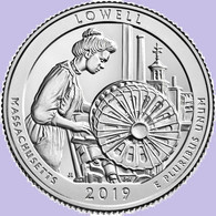 USA Quarter 1/4 Dollar 2019 P, Lowell - Massachusetts, KM#698, Unc - 2010-...: National Parks