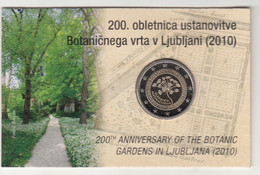 SLOVENIJA 200.0BLETNICA USTANOVITVE BOTANIČNEGA VRTA V LJUBLJANI 2010 COIN CARD 2 EUR ANNIVERSARY BOTANIC GARDENS - Slovenië