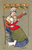 CPA Illustration Non Signée - Allegorie De La Lorraine - Femme Avec Coiffe Et Bébé Sur Ses Genoux - Non Classés