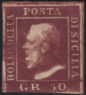 50 Gr. Lacca Bruno Scuro Violaceo Sass 14b MH* Cv 5500 - Sicily