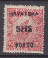 Yugoslavia Kingdom SHS, Iss. For Croatia, Zagreb Porto Provisorium, Mint Hinged - Nuevos