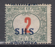 Yugoslavia, Kingdom SHS, Issues For Croatia 1918 Porto Mi#28 Error - Moved Overprint, Mint Hinged - Nuevos