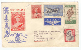 Nouvelle Zelande New Zealand Stamp Exhibition 1955 Courrier Lettre Pour Paris FDC Air Mail Cover - Brieven En Documenten