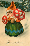 Champignon Et Enfant * CPA Illustrateur * Child Children Neige * Mushroom Champignons - Pilze