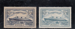 France - Année 1934 - Neuf** - N°YT 299/300 - Paquebot Normandie - Unused Stamps
