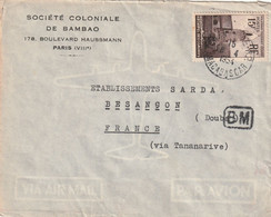 COMORES Lettre 1954 Timbre Utilisé à TANANARIVE Boîte Mobile BM - Storia Postale