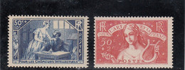 France - Année 1935 - Neuf** N°YT 307/08 - Au Profit Des Chômeurs Intellectuels - Unused Stamps