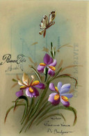 Papillons * CPA Ancienne Celluloïde Peinte à La Main ! Illustrateur * Fleurs Papillon Butterfly - Papillons
