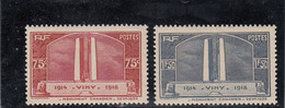 France - Année 1936 - Neuf** - N°YT 316/17 - Monument De Vimy - Ongebruikt