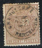 Sello 10 Cts Escudo España 1874 Comunicaciones, Fechador GRANOLLERS (Barcelona), Num 153 º - Usati