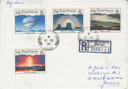 British Antarctic Territory (BAT) Lower Atmoshperic Phenomenia  4v Registered Card Ca Halley 10 FE 1997 (AT195) - Storia Postale