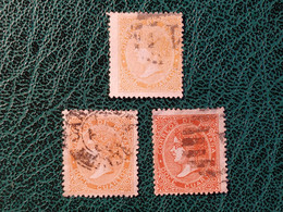 ESPAGNE 1867 (o)   Y&T N°88 + 88a + 88b  (3 Variétés De Couleur) - Usados