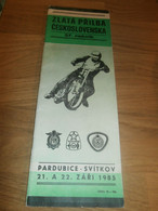 Speedway Pardubice 1985 , Zlata Prilba , Programmheft / Programm / Rennprogramm , Program !!! - Motos