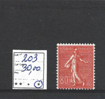 FRANCE N° 203 * Trace De Charnière   Cote Yvert : 30,00 € - Unused Stamps