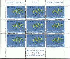 CEPT Sterne Jugoslavien 1457 - 1458 Kleinbogen / Sheet Of 9  ** Postfrisch MNH - 1972